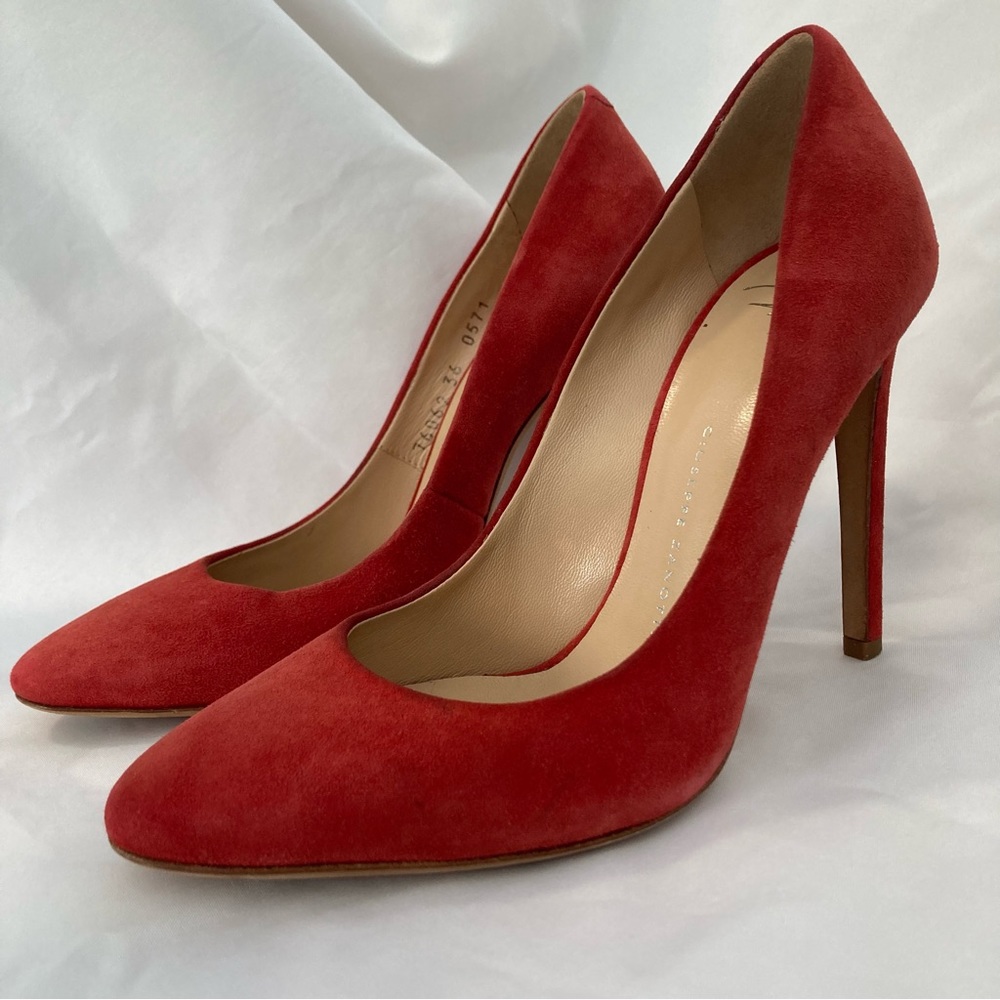 Giuseppe Zanotti Red Suede Classic Pointed-Toe Stilettos